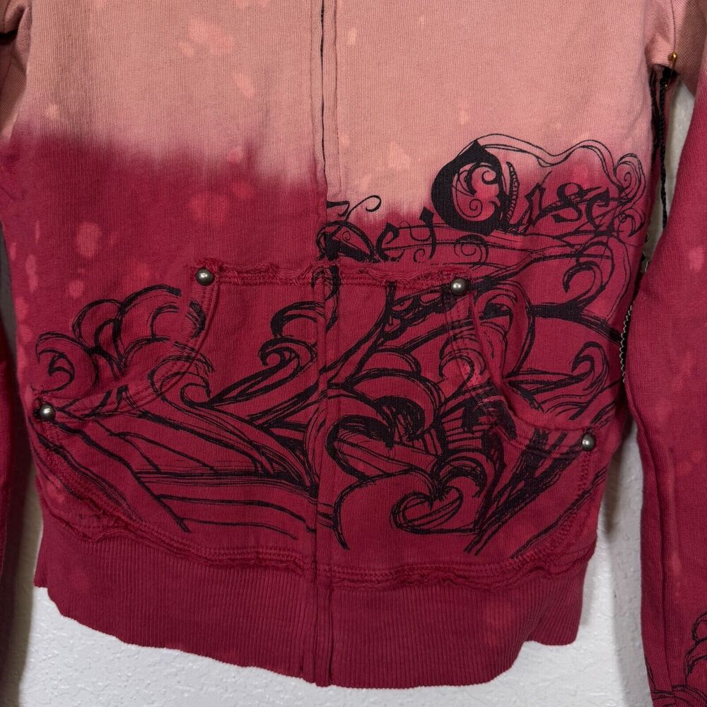 Key Y2K Jacket Womens Small Koi Fish Studded Hoodie Tattoo Art Asian Key Closet - Picture 5 of 12